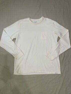 Burt's Bees organic cotton long sleeve pocket tee Men's XL cream ivory EUC